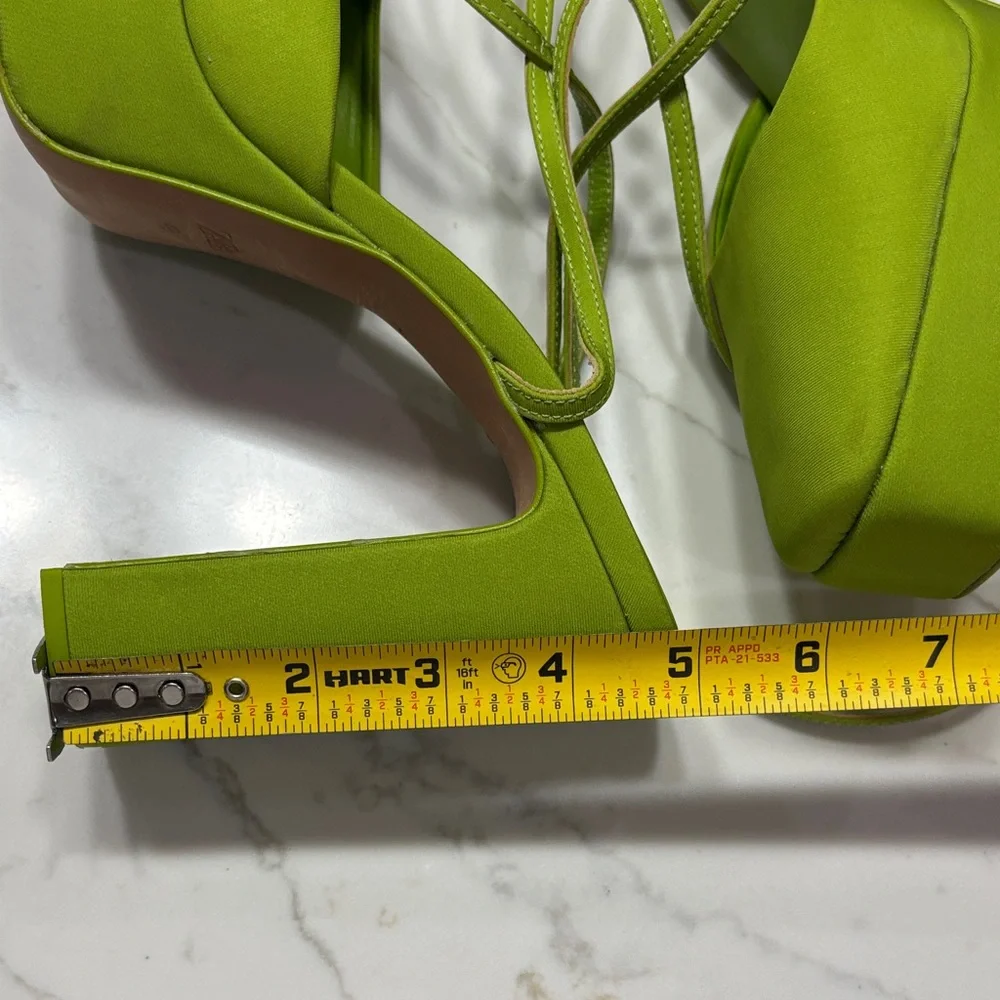 Zara Lime Green Platform Ankle-Tie Heels